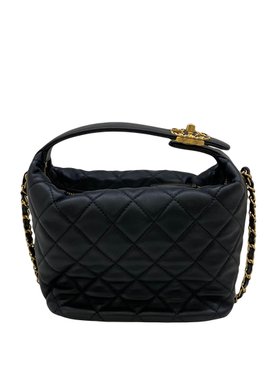 Chanel Hobo Quilted Black Bag GHW - microchipped