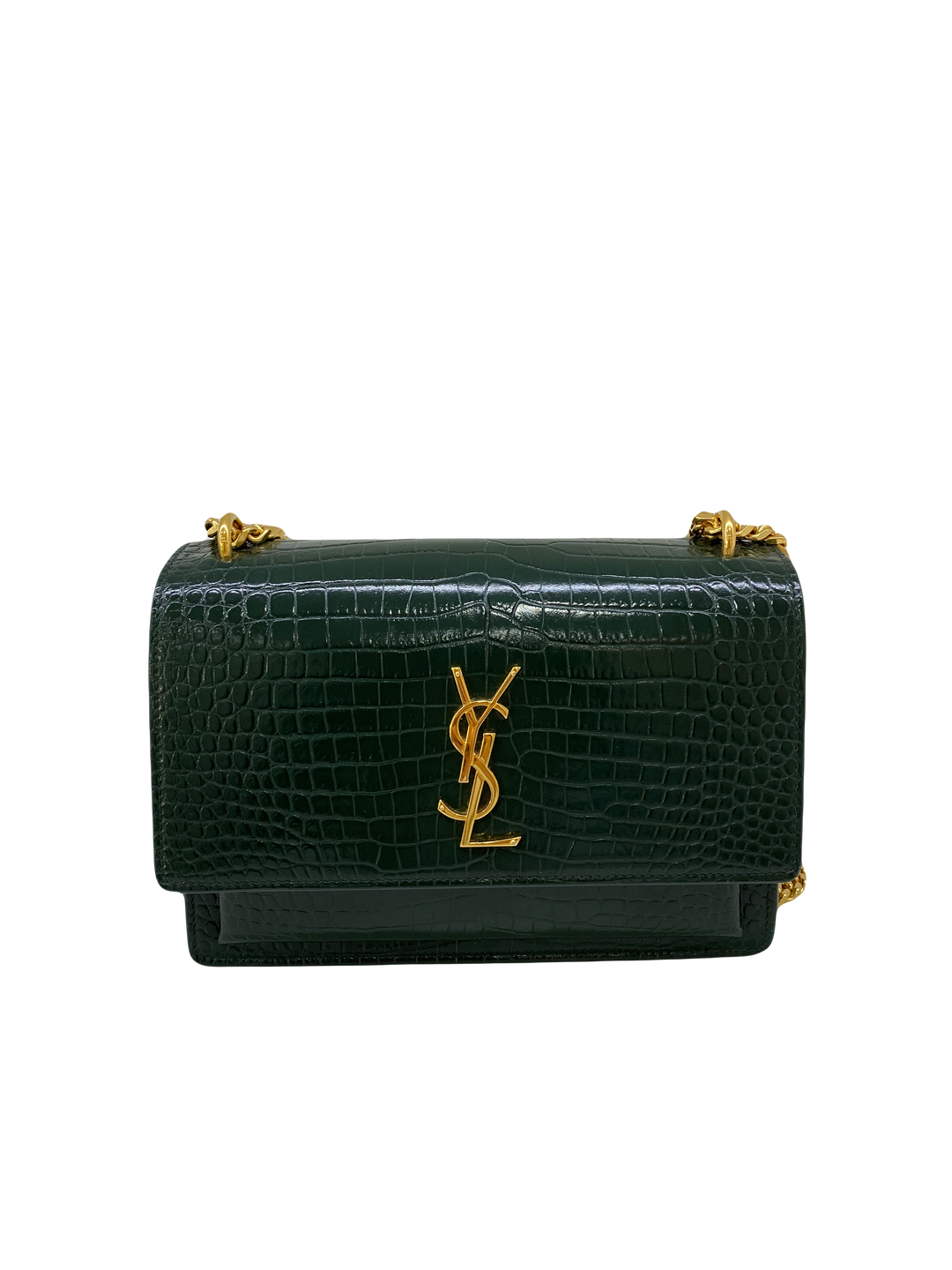 Ysl green croc bag hotsell