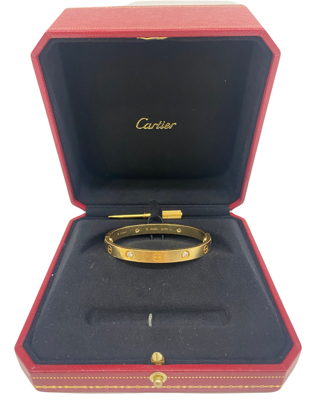 Cartier Love Bracelet Yellow Gold 4 Diamonds Size 16