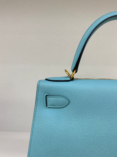 Hermes Kelly 28 Blue Atoll - Y Stamp GHW