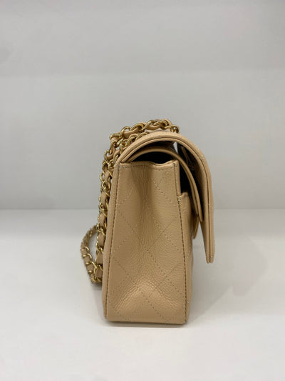 Chanel Classic Flap Medium Beige Caviar GHW (microchipped)