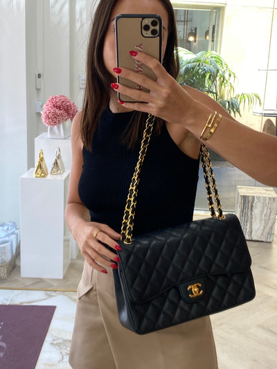 Chanel Classic Flap Large Jumbo Black Caviar GHW