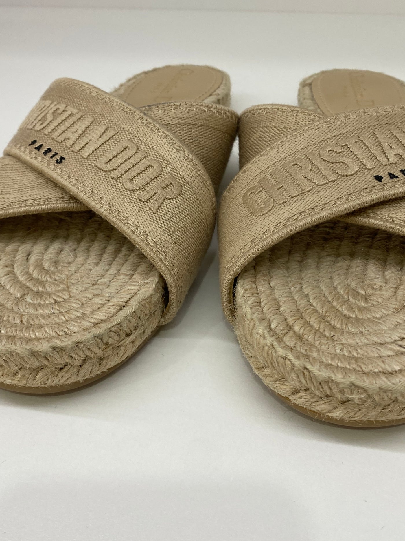 Christian Dior Sand Canvas Slides - Size 38.5