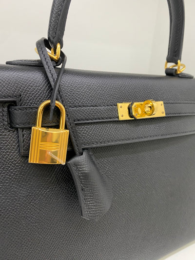 Hermès Kelly 25 Sellier Noir GHW