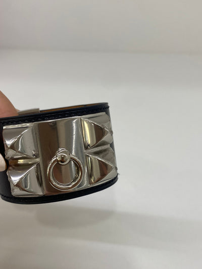 Hermes Black and Silver Cuff