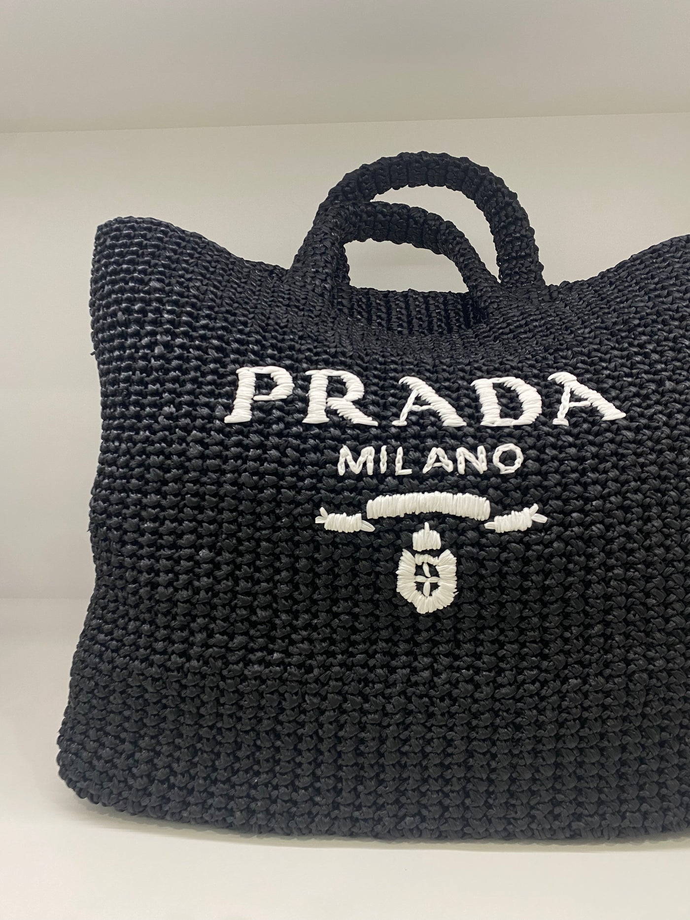 Prada Tote Black Raffia