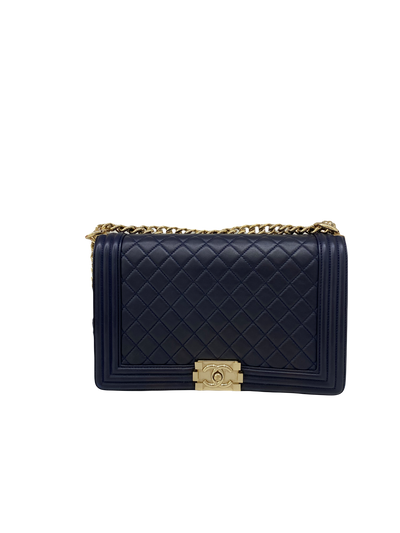 Chanel Boy Bag Navy Medium - GHW