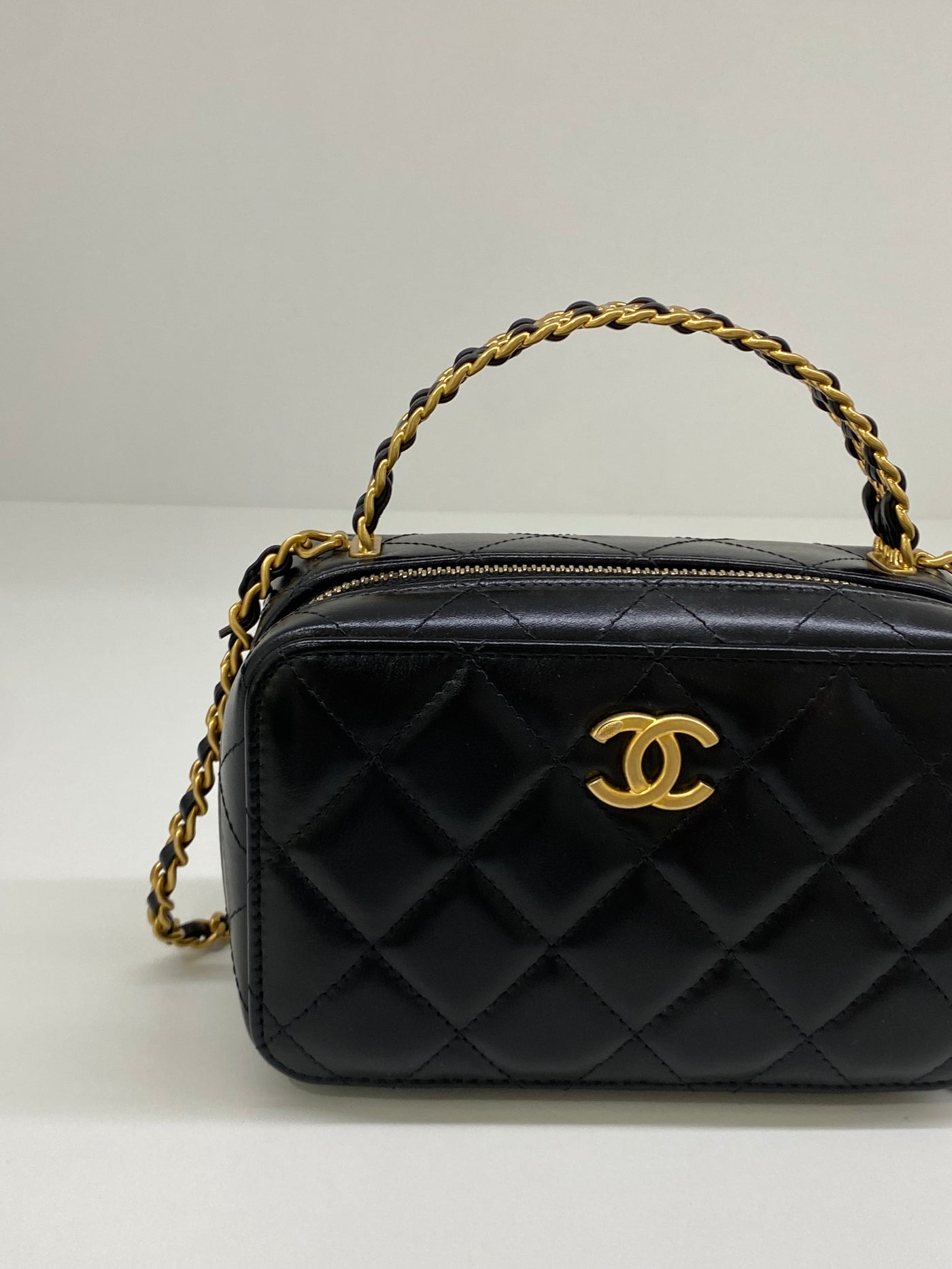 Chanel Vanity Top Handle Black Lambskin