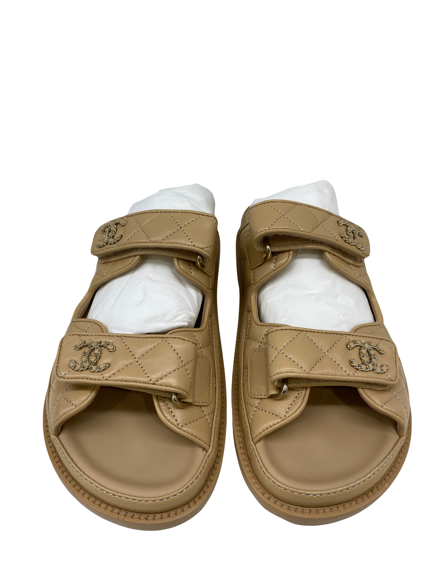 Chanel Dad Sandals Beige Size 37.5