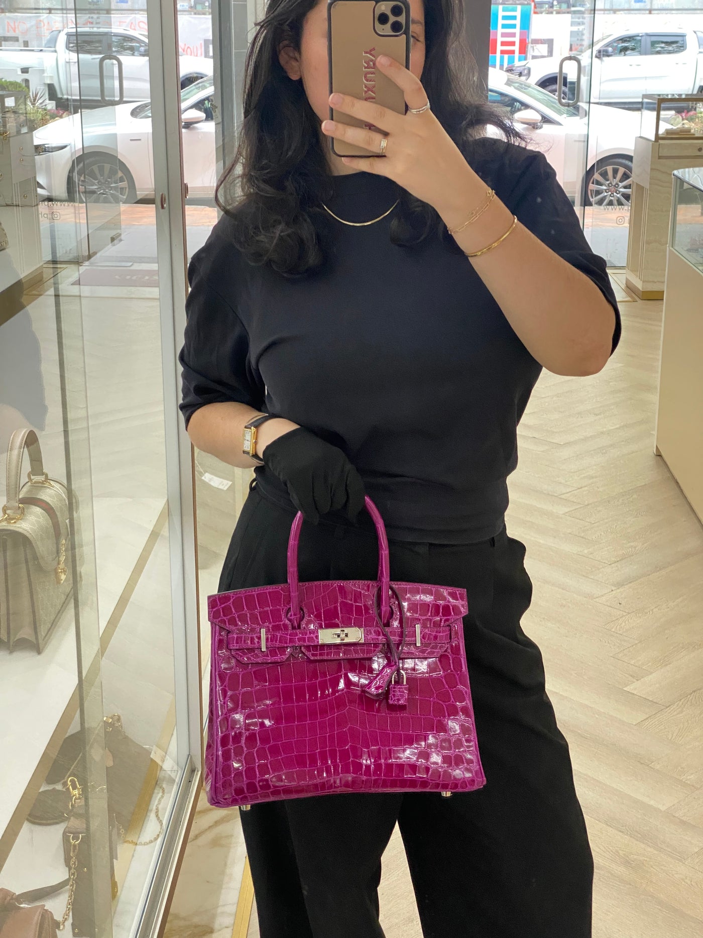 Hermes Birkin 30 Crocodile Niloticus Rose Pourpre PHW