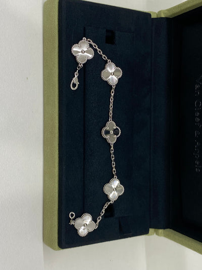Van Cleef & Arpels 5 Motif Alhambra Bracelet White Gold