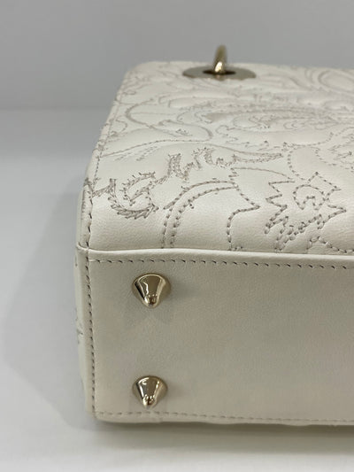 Christian Dior Lady Dior Small - White Embroidery