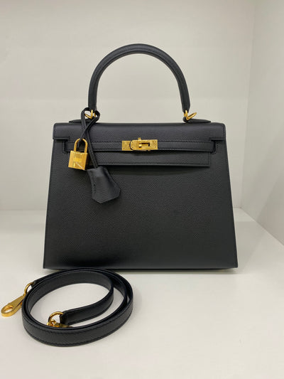 Hermès Kelly 25 Sellier Noir GHW