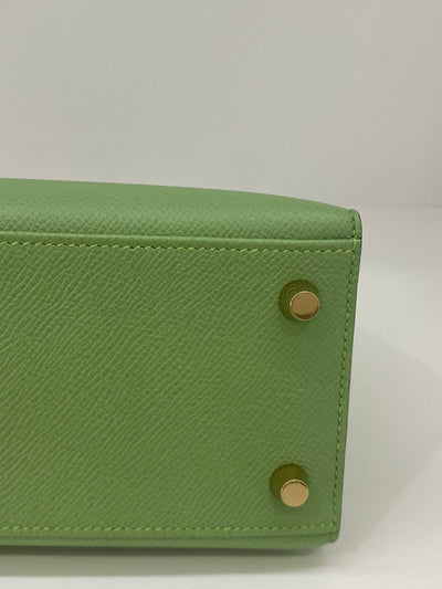 Hermes Kelly 25 Vert Criquet GHW - Y Stamp