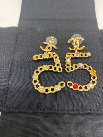 Chanel 55 CC Crystal/Pearl Earrings