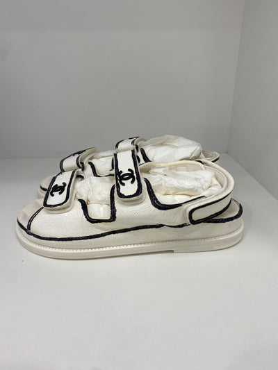 Chanel Dad Sandals Black & White Size 37.5