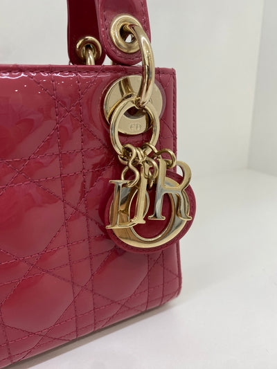 Christian Dior Lady Dior Small Rose Pink Patent