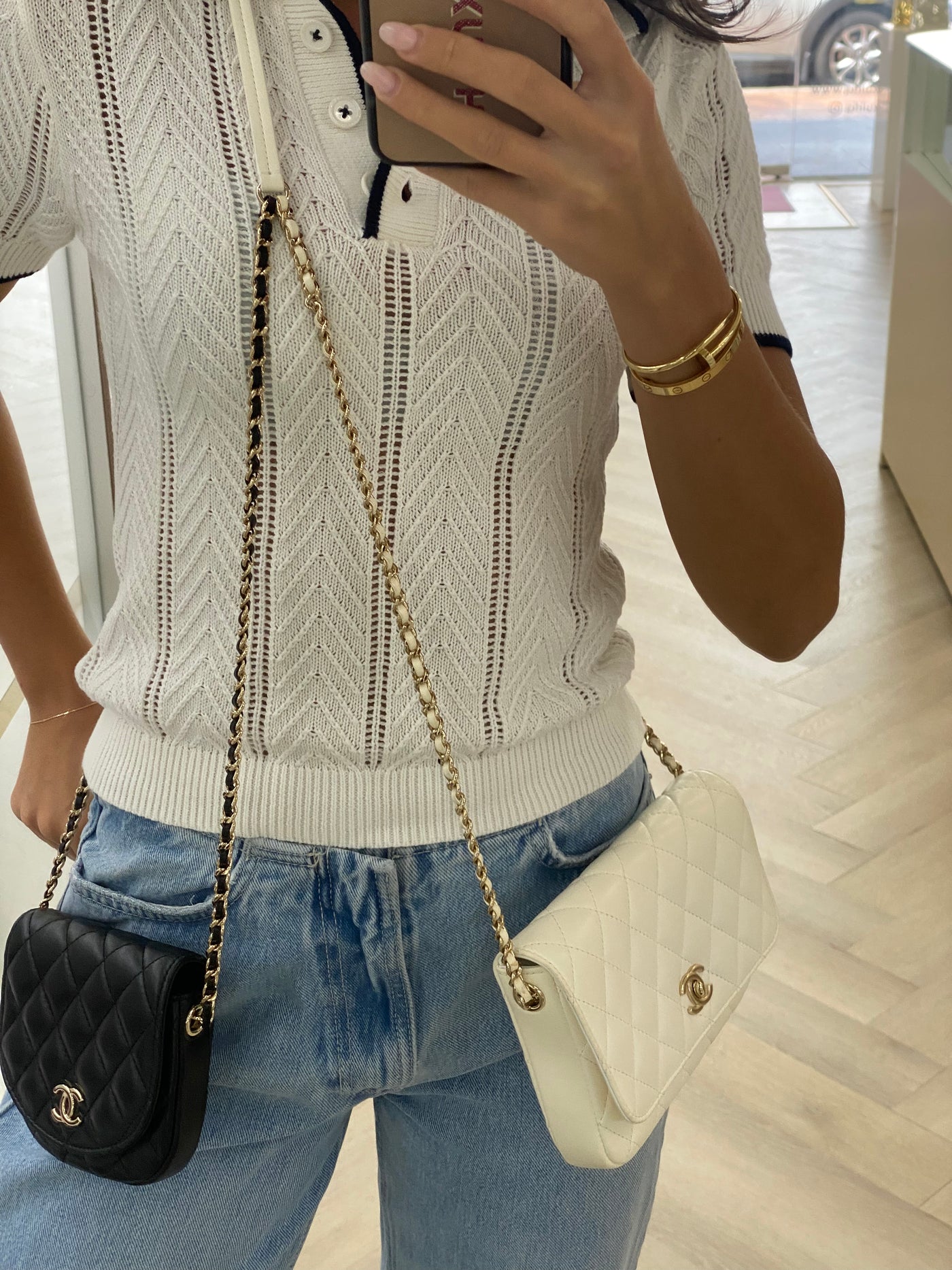 Chanel Double Crossbody bags - White & Black