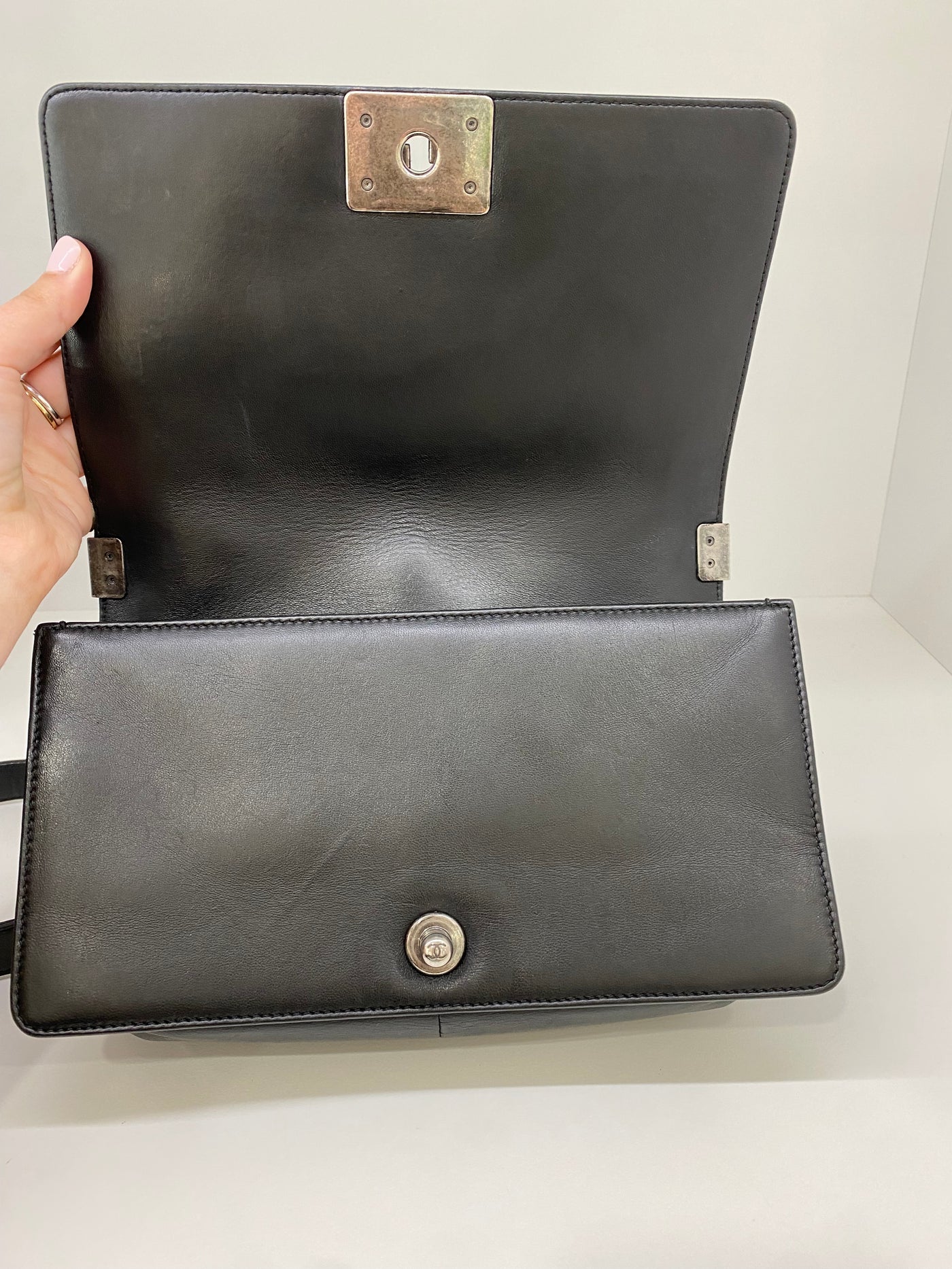 Chanel Boy Bag Black Lambskin SHW