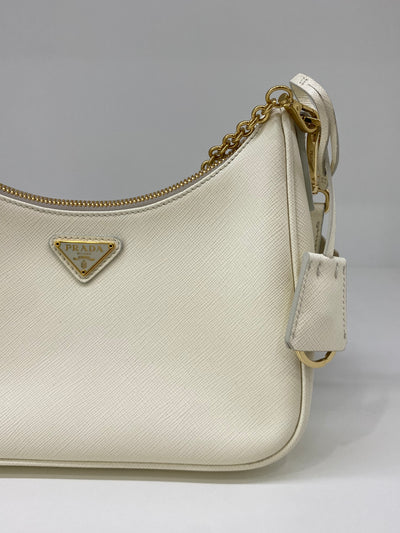 Prada Re-Edition Saffiano White GHW