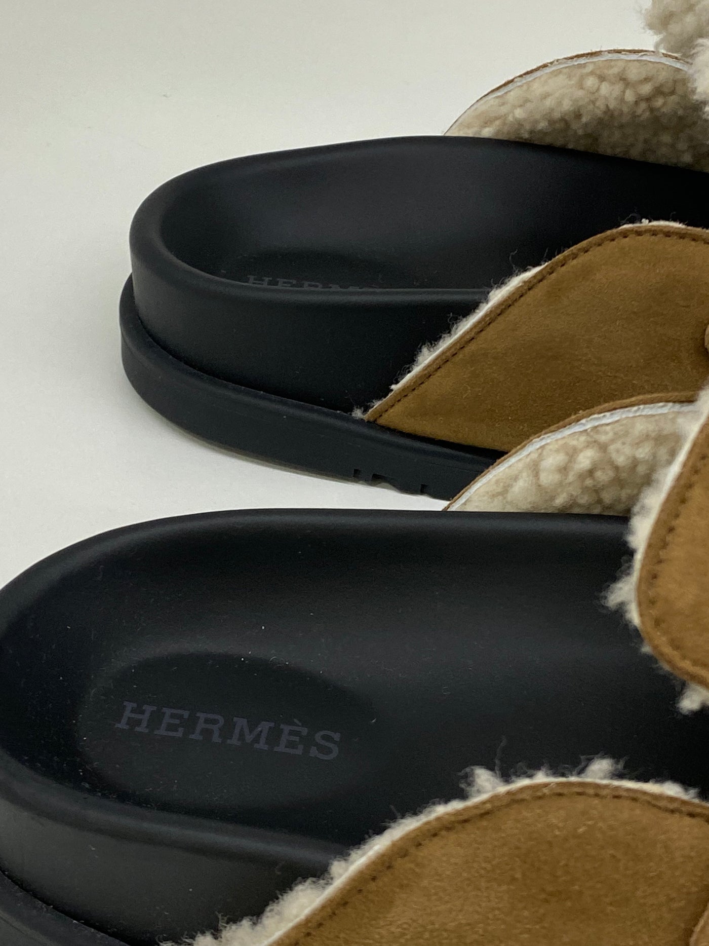 Hermes Go Mule Brown Suede & Shearling - Size 38.5