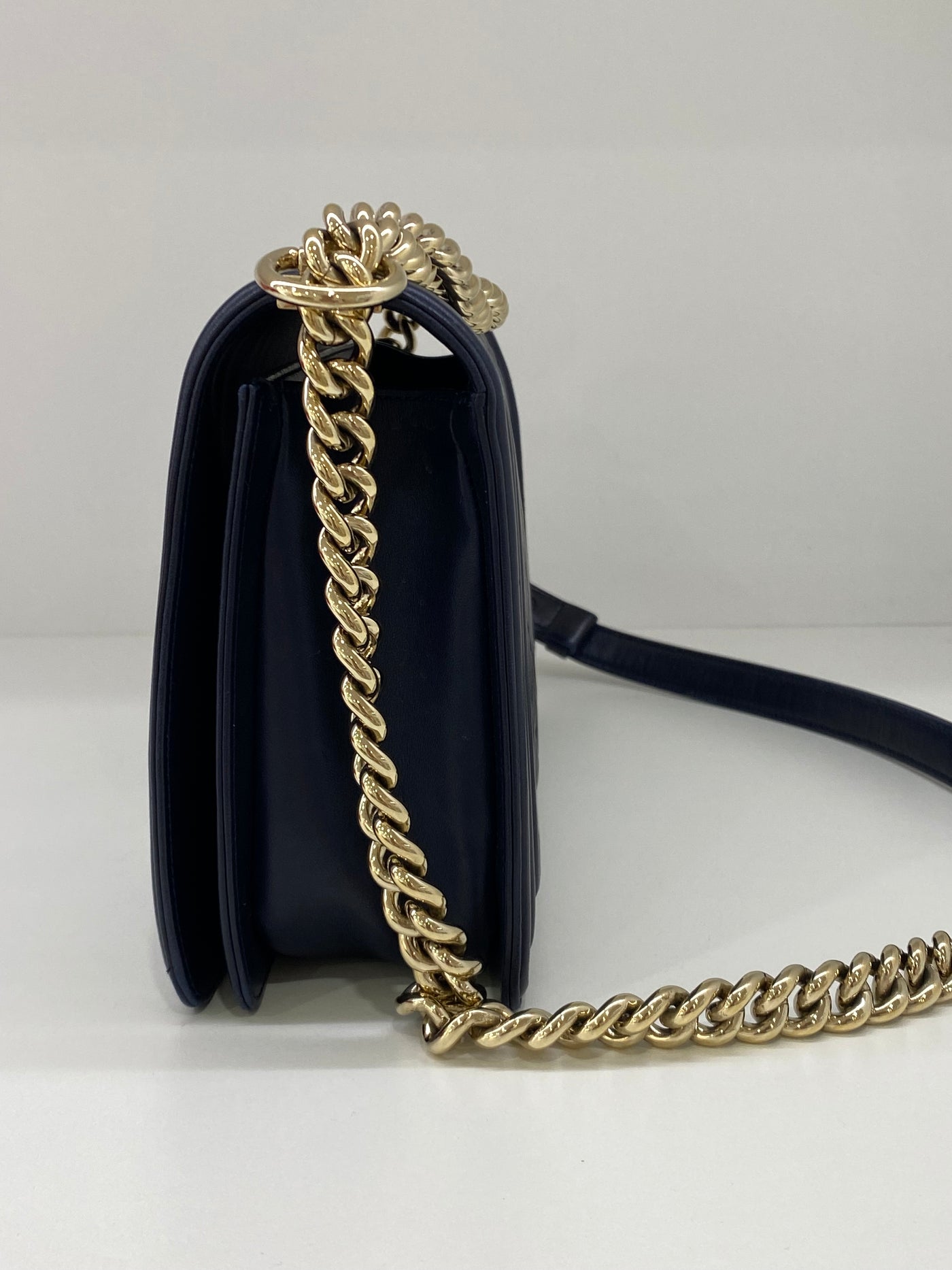 Chanel Boy Bag Navy Medium - GHW