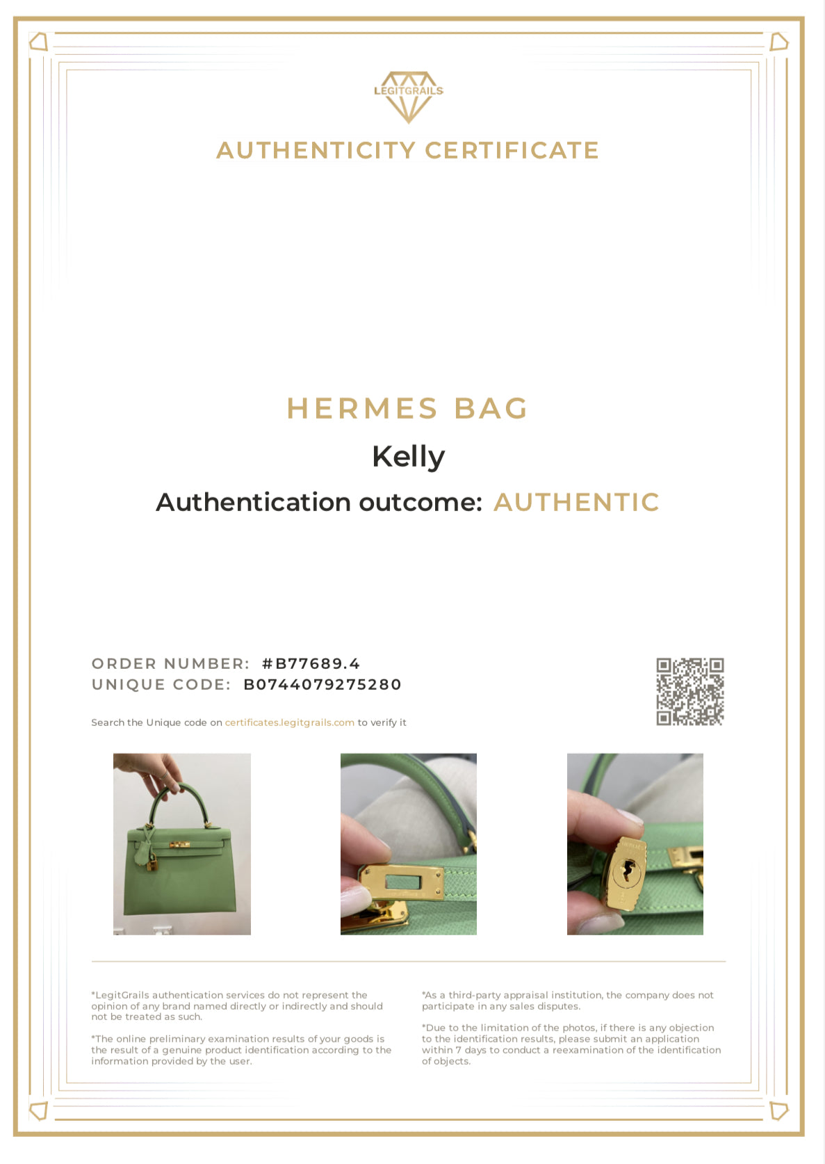 Hermès Kelly 25 Sellier Vert Criquet GHW
