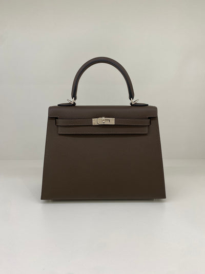 Hermes Kelly 25 Sellier Epsom Ecorce PHW