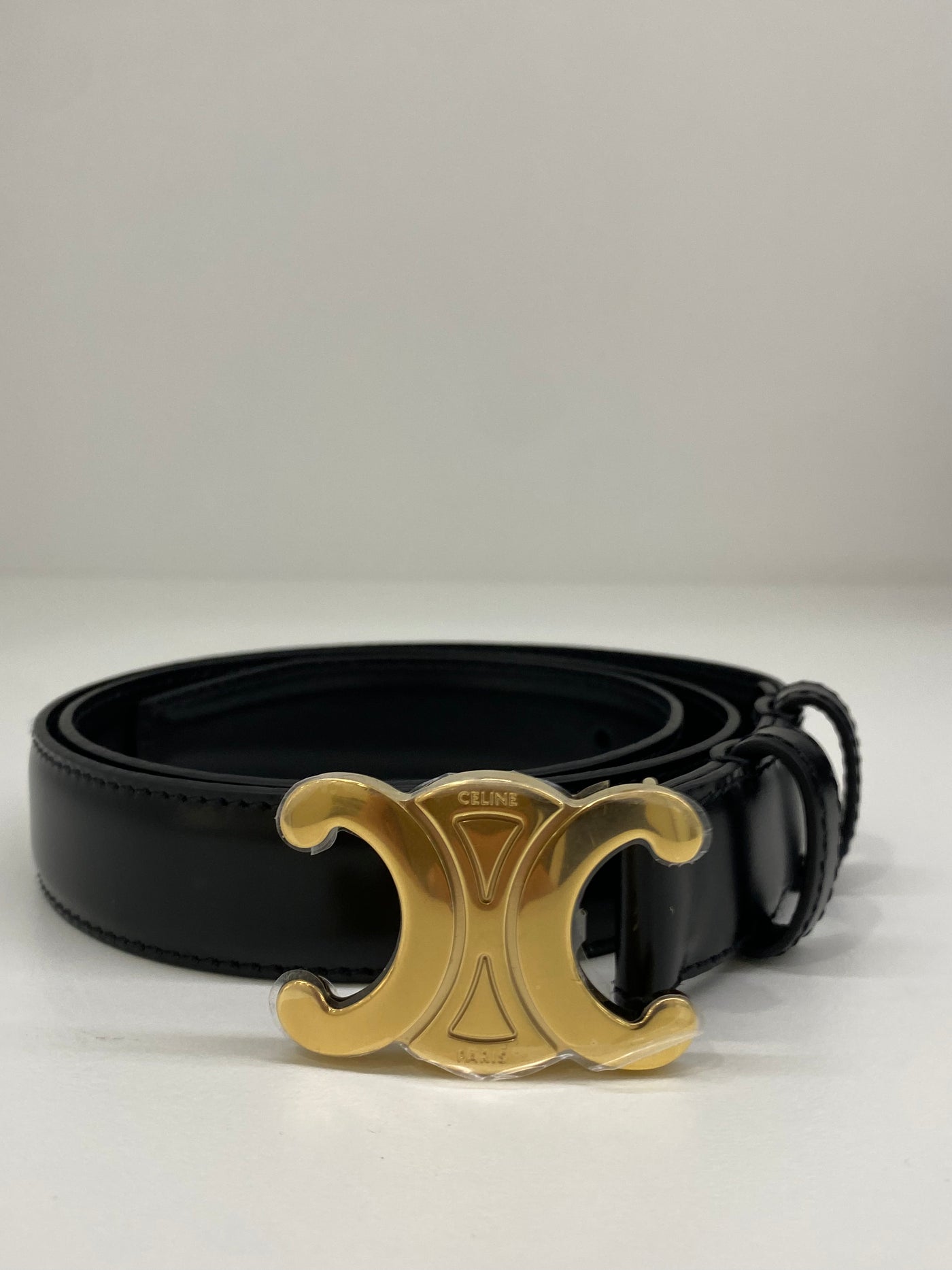 Celine Trimophe Medium Black Belt - Size 75