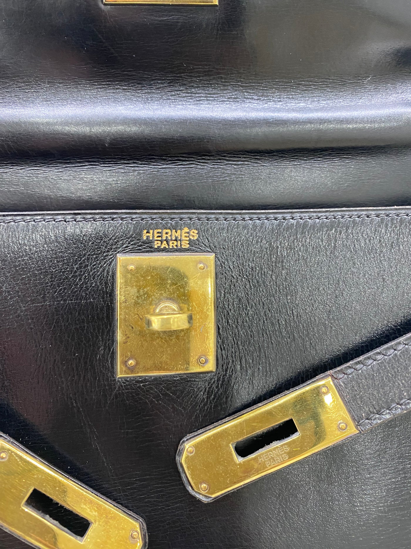Hermès Kelly 28 Black Box Leather *Vintage*