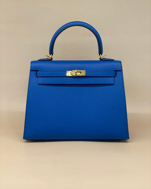Hermès Kelly 25 Epsom Sellier Blue Zellige GHW