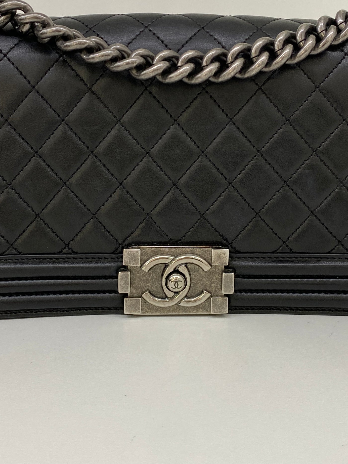 Chanel Boy Bag Black Lambskin SHW