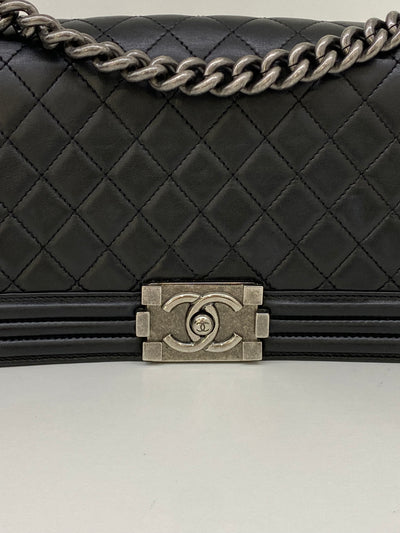 Chanel Boy Bag Black Lambskin SHW