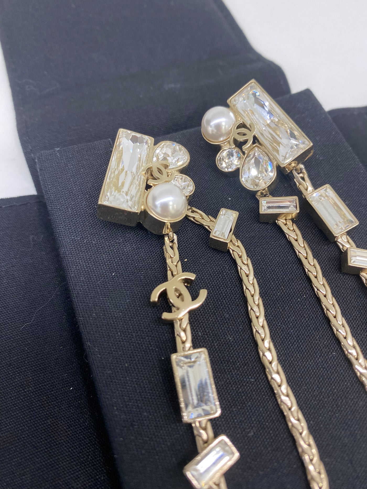 Chanel Clip On Crystal Earrings