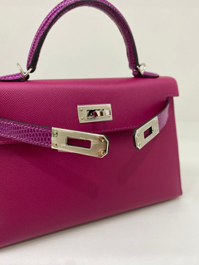 Hermes Mini Kelly Rose Pourpre Lizard Touch PHW