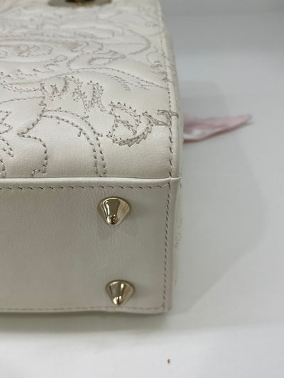 Christian Dior Lady Dior Small - White Embroidery