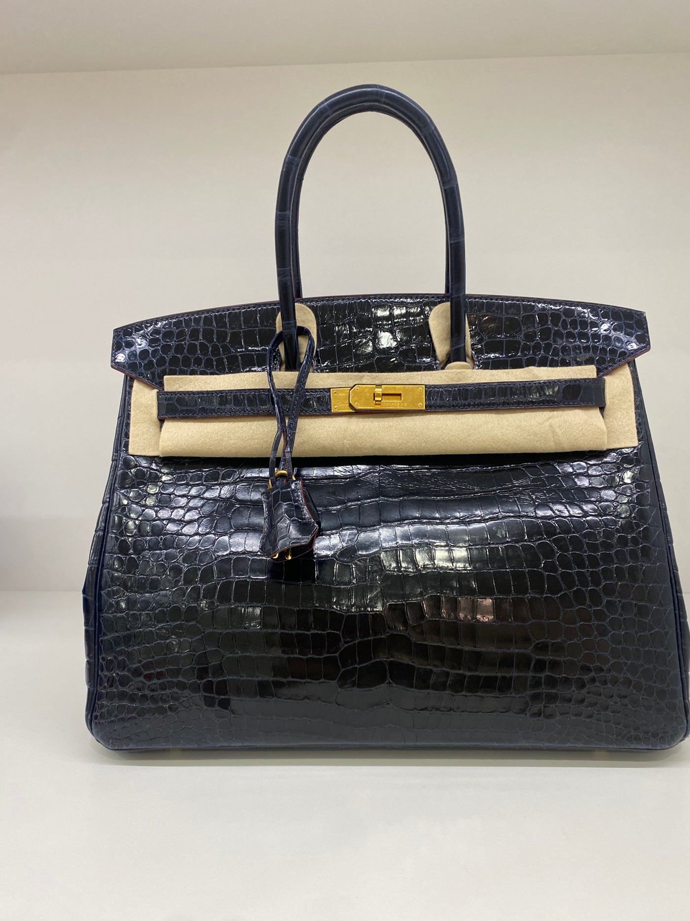 Hermes Birkin 35 Blue Marine Crocodile GHW