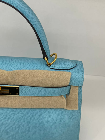 Hermes Kelly 28 Blue Atoll - Y Stamp GHW