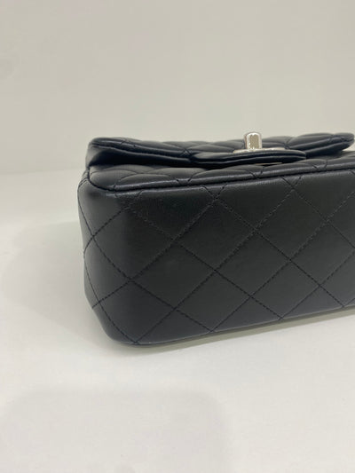 Chanel Mini Square Flap Black Lambskin SHW