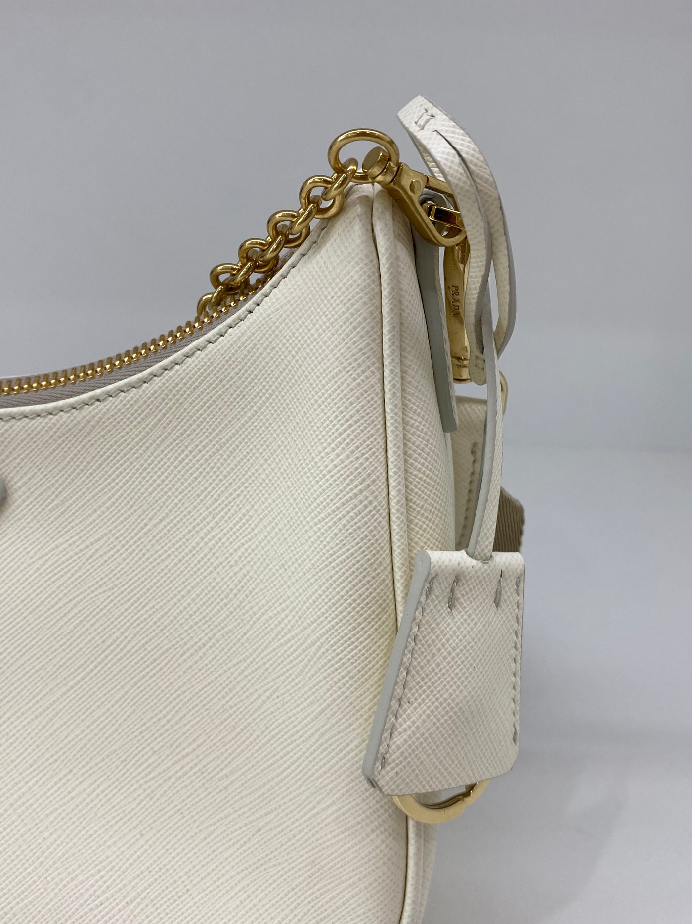 Prada Re-Edition Saffiano White GHW