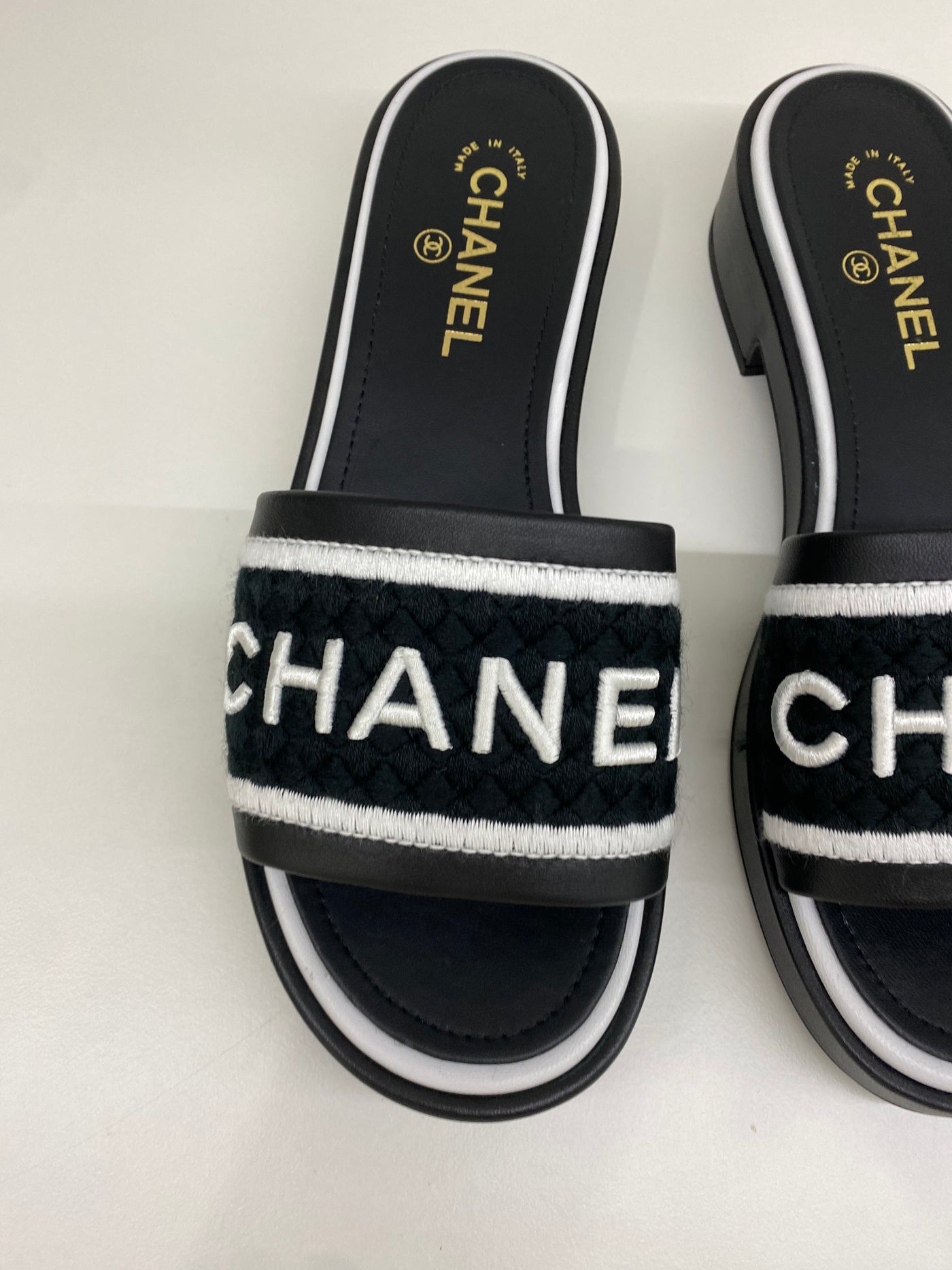 Chanel Black/White Mule - Size 40.5