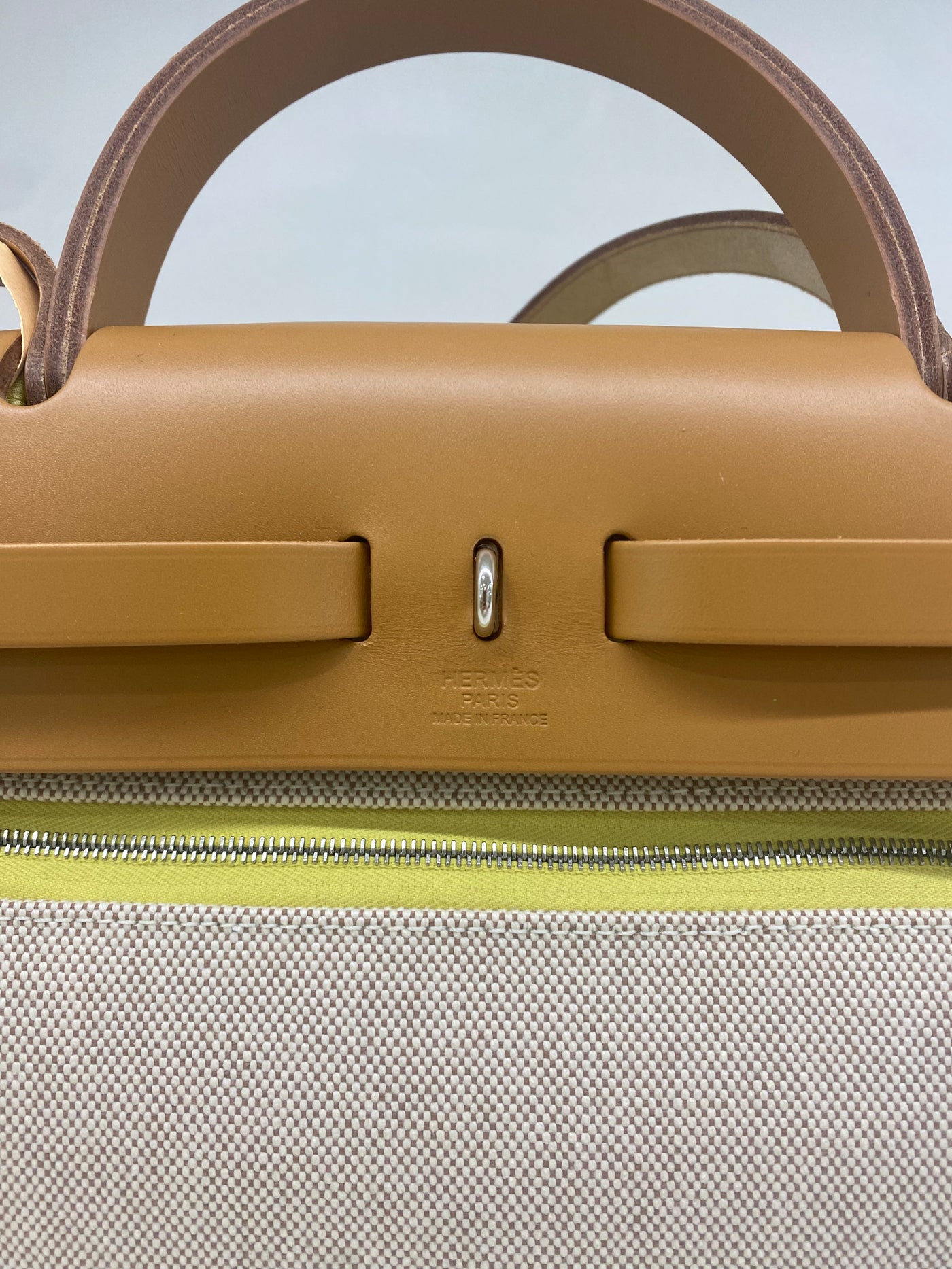 Hermes Herbag 31 PM - Lime PHW (c stamp)