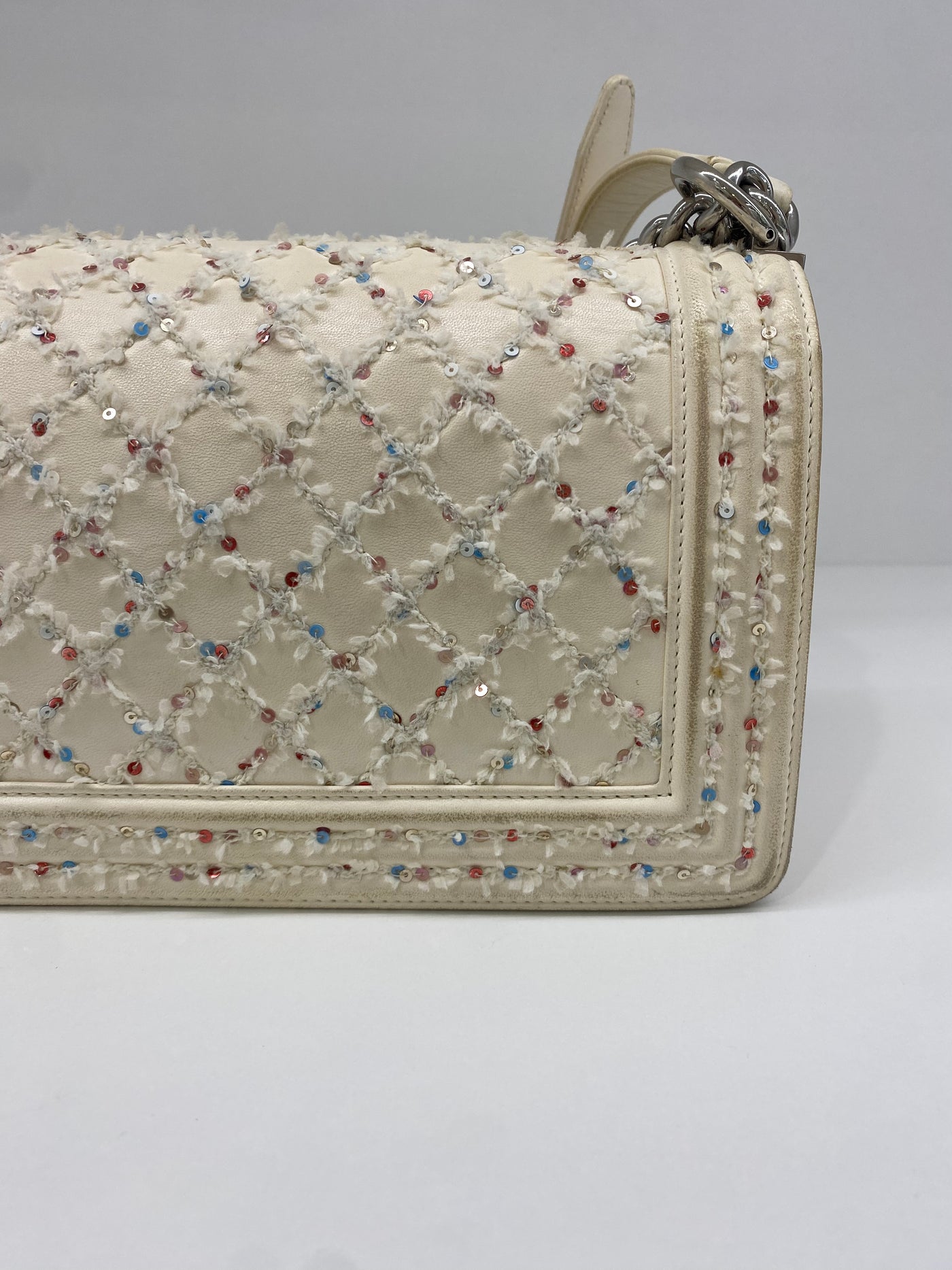 Chanel Boy Bag Medium - Off White Sequins SHW (series 24)