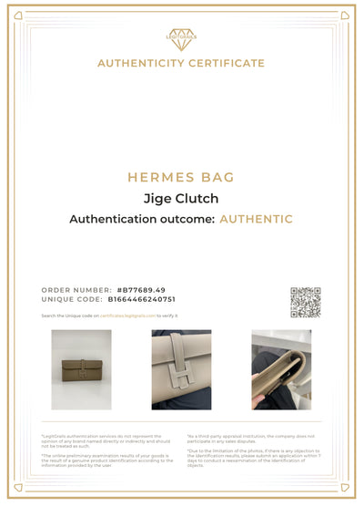 Hermès Jige 29 Clutch Etoupe