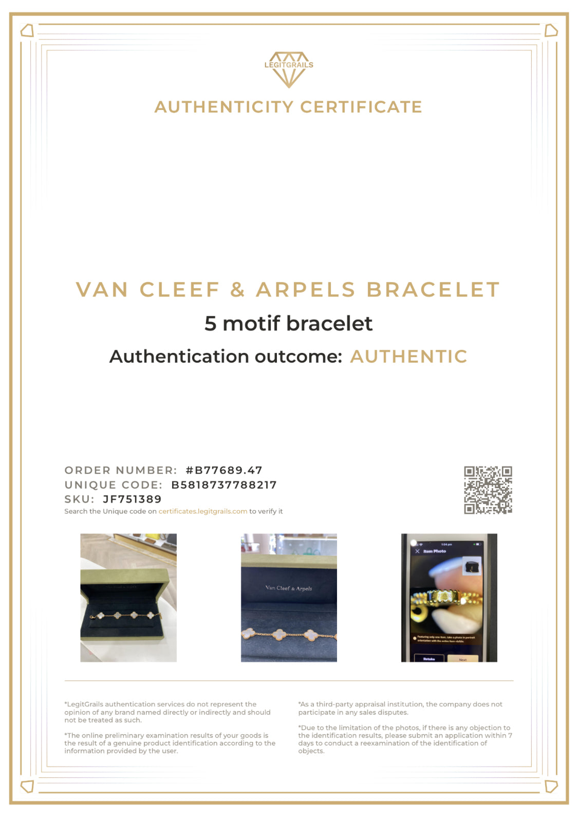 Van Cleef & Arpels Vintage Alhambra bracelet, 5 motifs MOP GHW