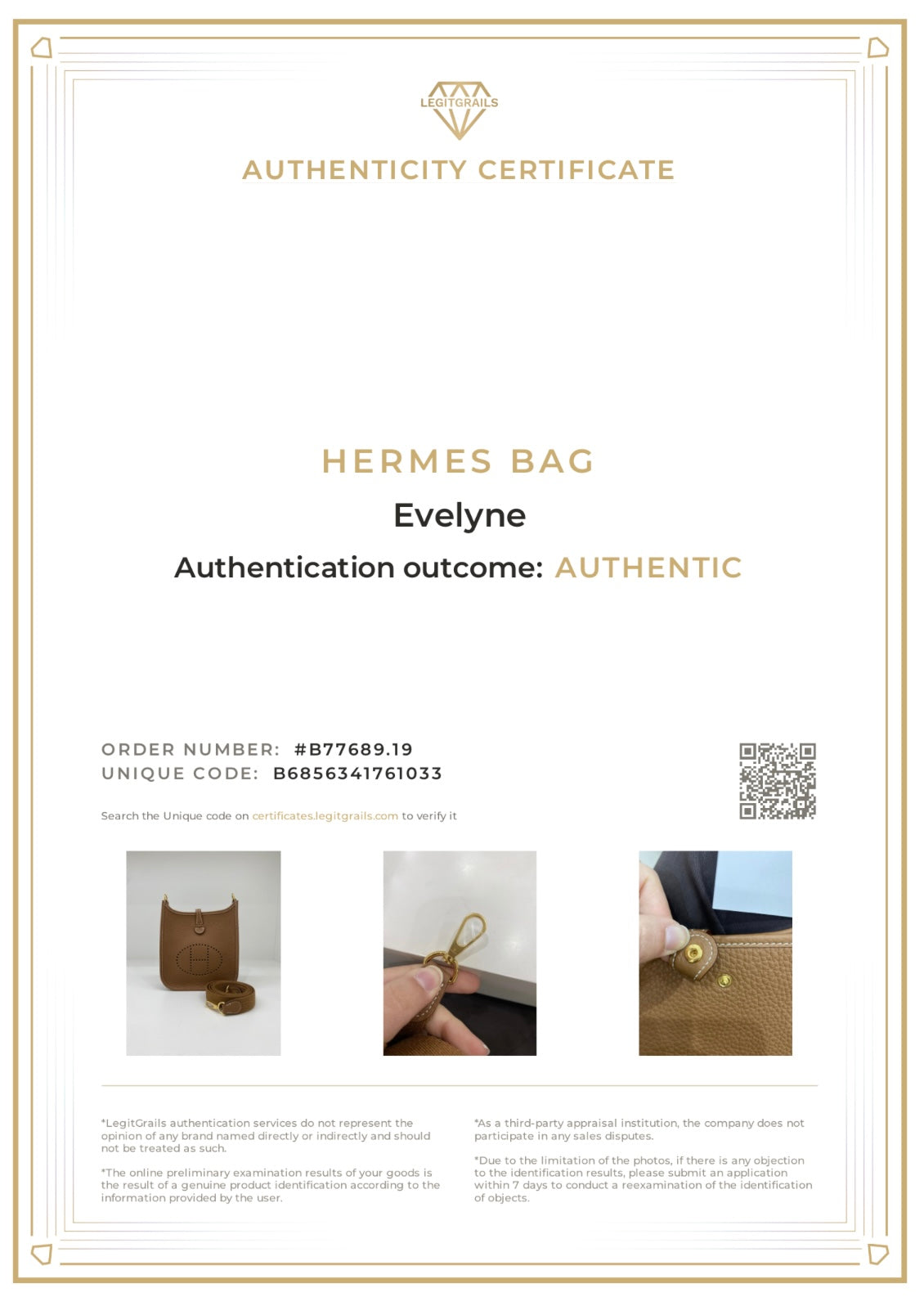 Hermès Mini Evelyne Gold Togo GHW