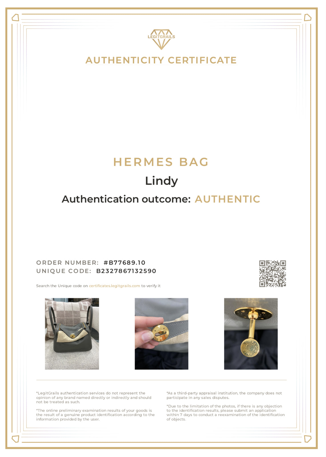 Hermes Lindy 26 Gris Meyer GHW
