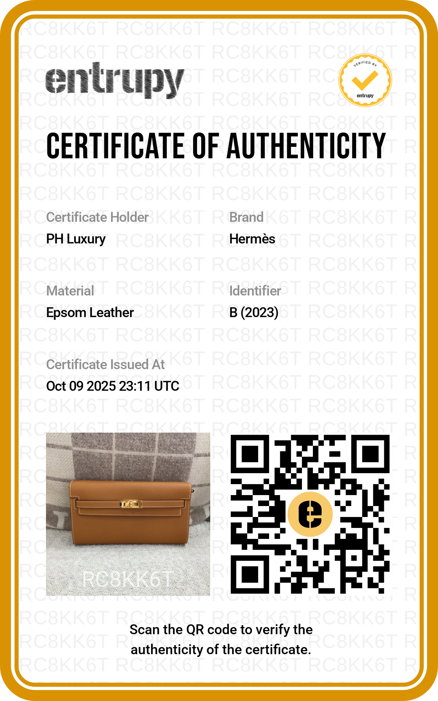 Hermes Kelly To Go Caramel GHW