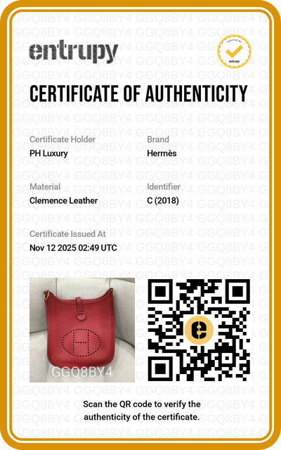 Hermes Mini Evelyne Clemence Rouge Casaque GHW