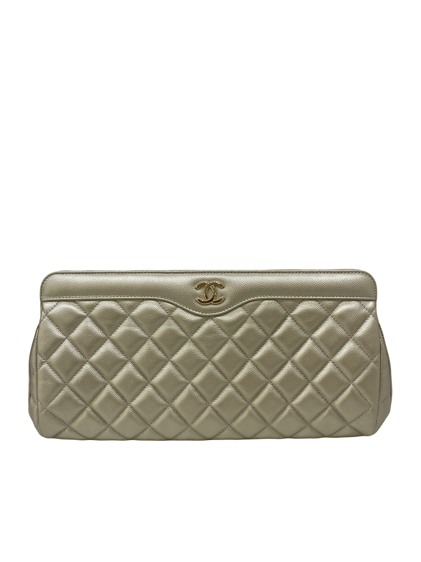 Chanel Gold Caviar Clutch